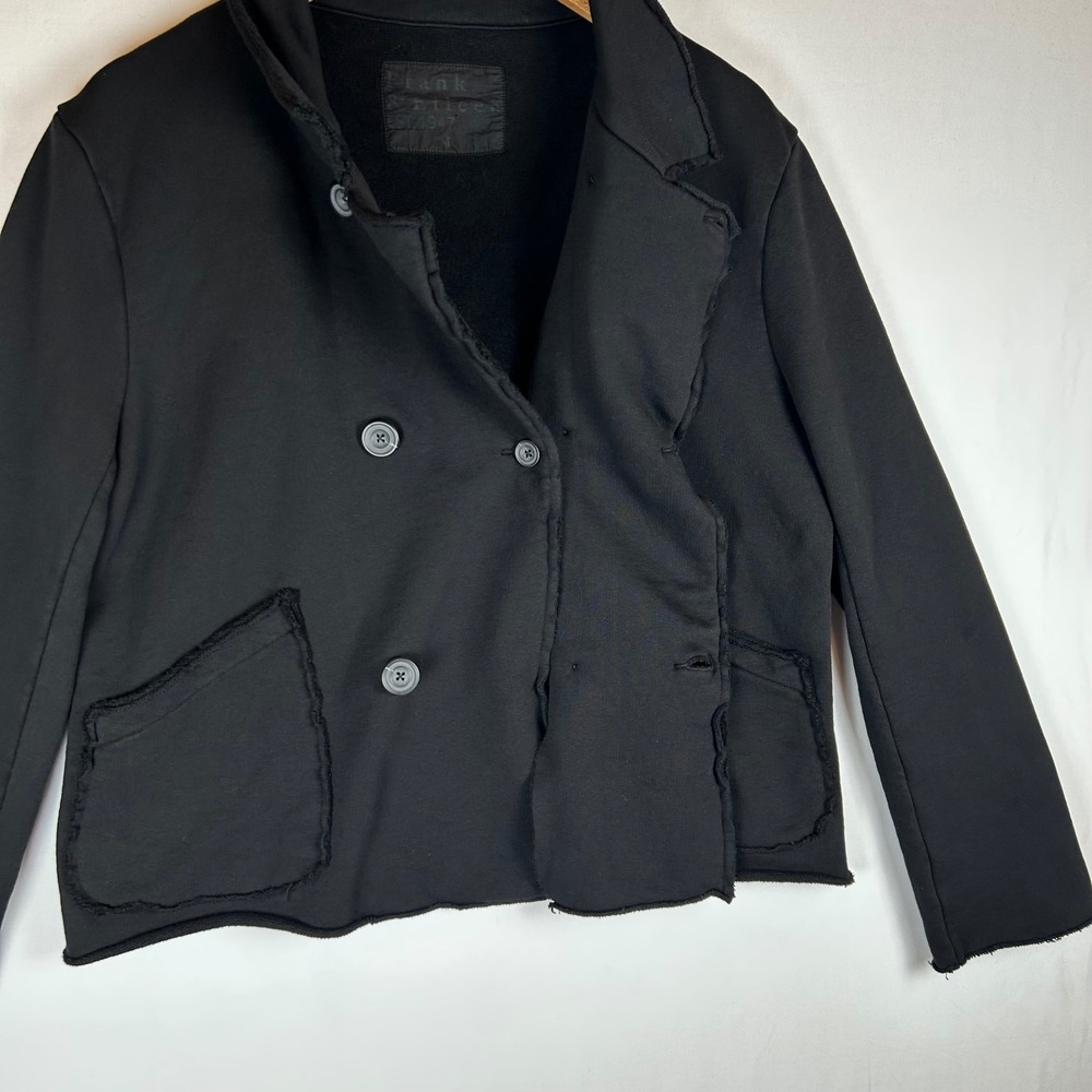 Frank & Eileen Mini Belfast Crop Knit Pea Coat Black Cotton Medium LABCROP - Picture 10 of 11